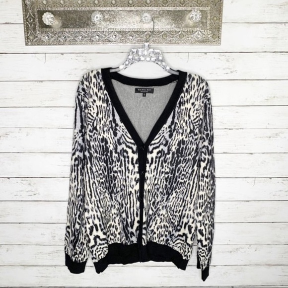 NWOT Rachel Roy Button Leopard Print Cardigan - Picture 1 of 7